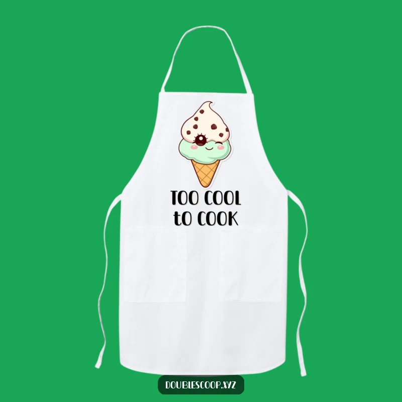 Funny Mint Chocolate Chip Ice Cream Cone Winking Apron - Cook with a Smile!