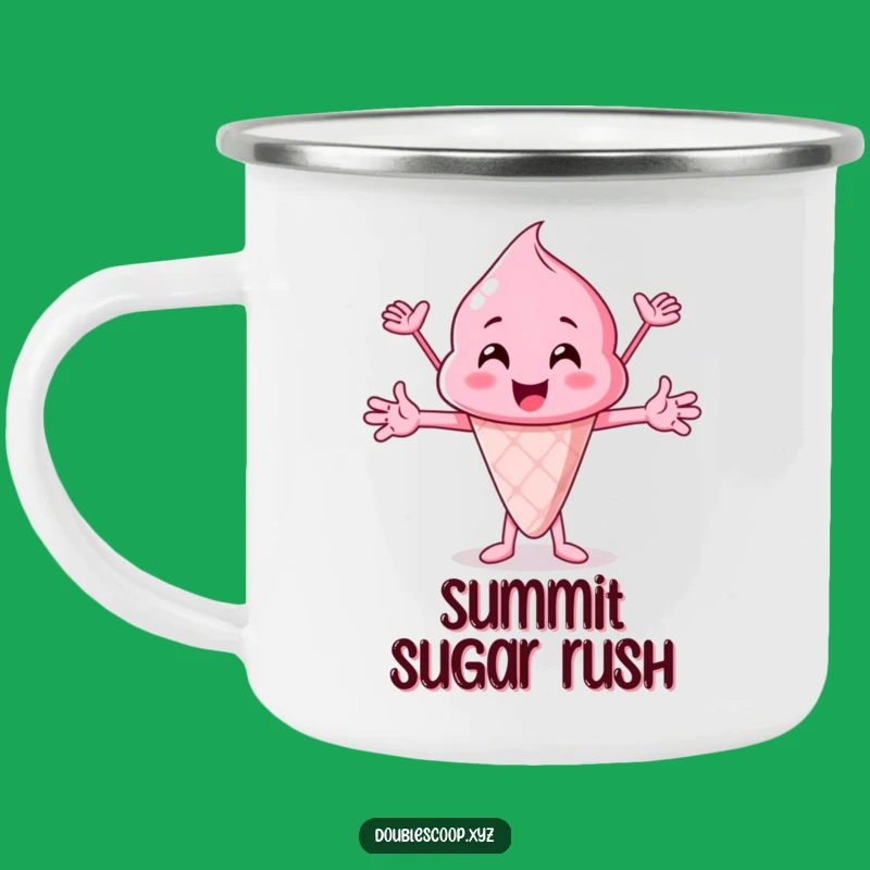 Funny Pink Ice Cream Scoop Cheering Enamel Camping Mug - Fuel Your Adventures!