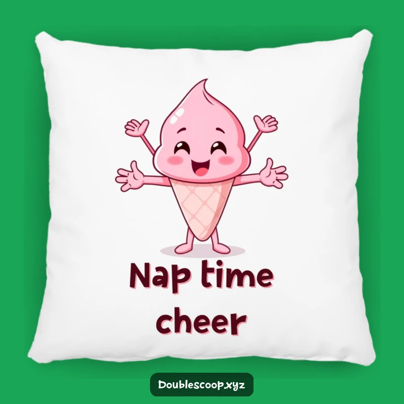 Funny Pink Ice Cream Scoop Cheering Pillow - Cuddle Up with Happiness!