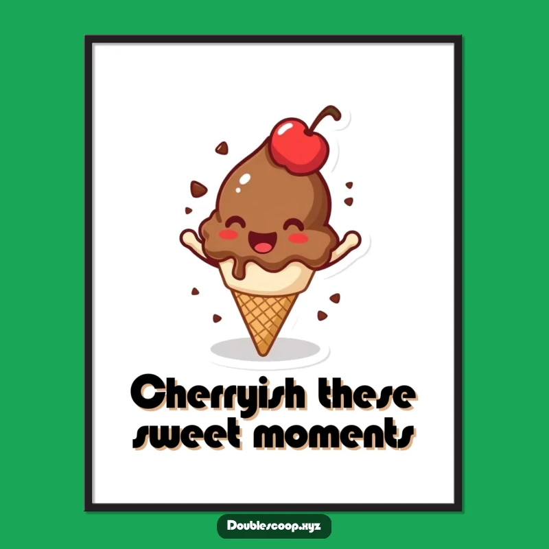 Free Printable Funny Wall Art: Spinning Chocolate Ice Cream - Whimsical Downloadable Decor