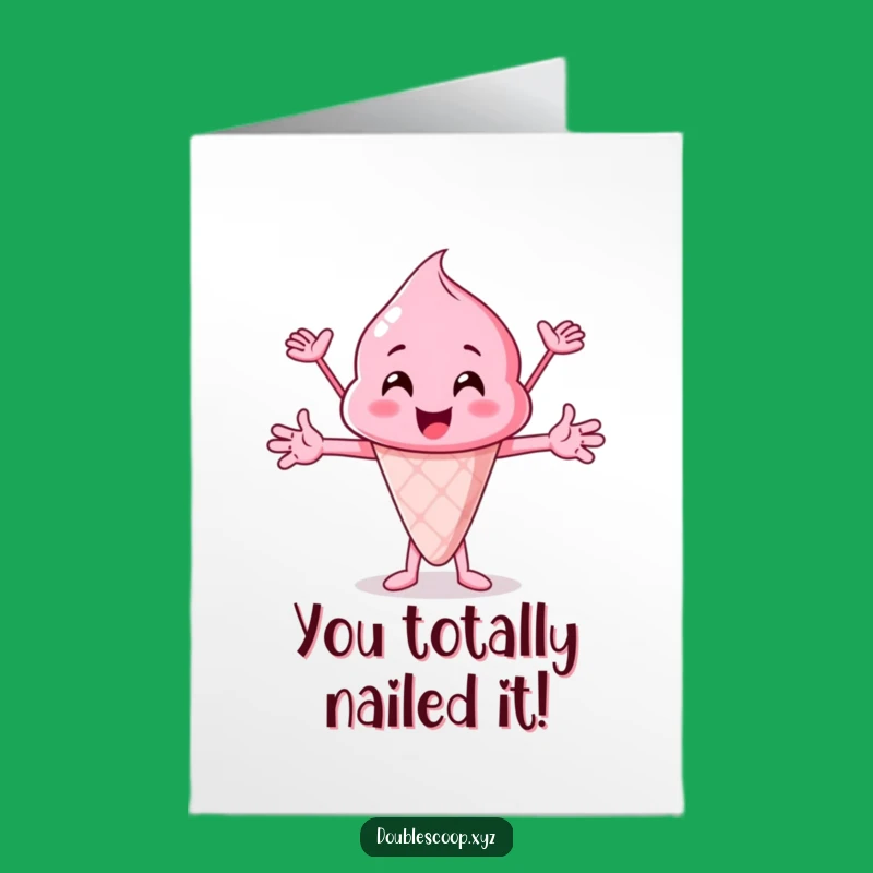 Free Printable Congrats Card: Pink Ice Cream Scoop Funny Downloadable Gift