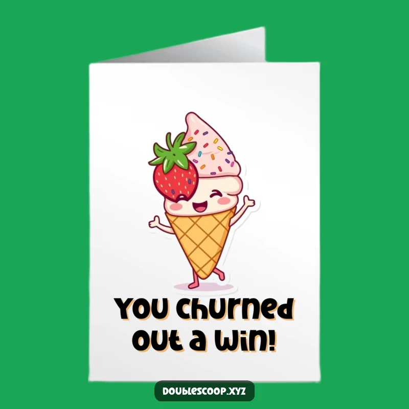 Free Printable Congrats Card: Dancing Ice Cream Cone Celebration - Joyful Downloadable Treat