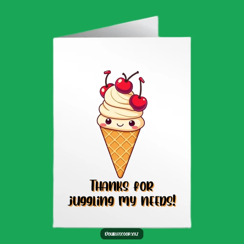 Free Printable Thank You Card: Juggling Ice Cream Thanks - Delightful Downloadable Skill