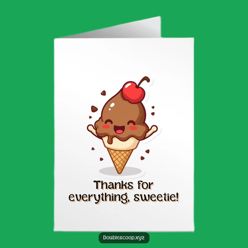 Free Printable Thank You Card: Spinning Ice Cream Sweet Thanks - Delightful Downloadable Note