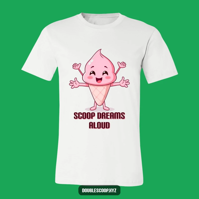 Funny Cheering Pink Ice Cream Scoop T-Shirt - Wear Your Enthusiasm Loudly!