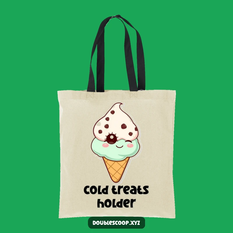 Funny Mint Chocolate Chip Ice Cream Cone Winking Tote Bag - Carry Your Fun!